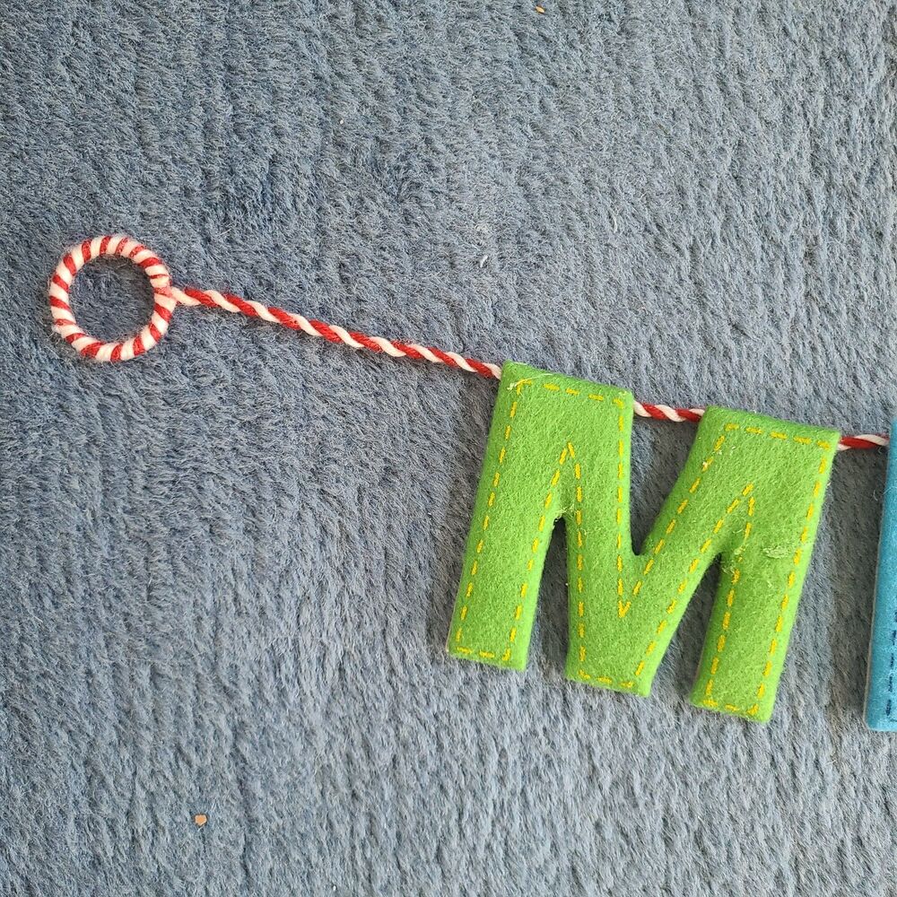 Colorful Felt Merry Christmas Banner Garland On Cord Holiday Decoration - Picture 2 of 9